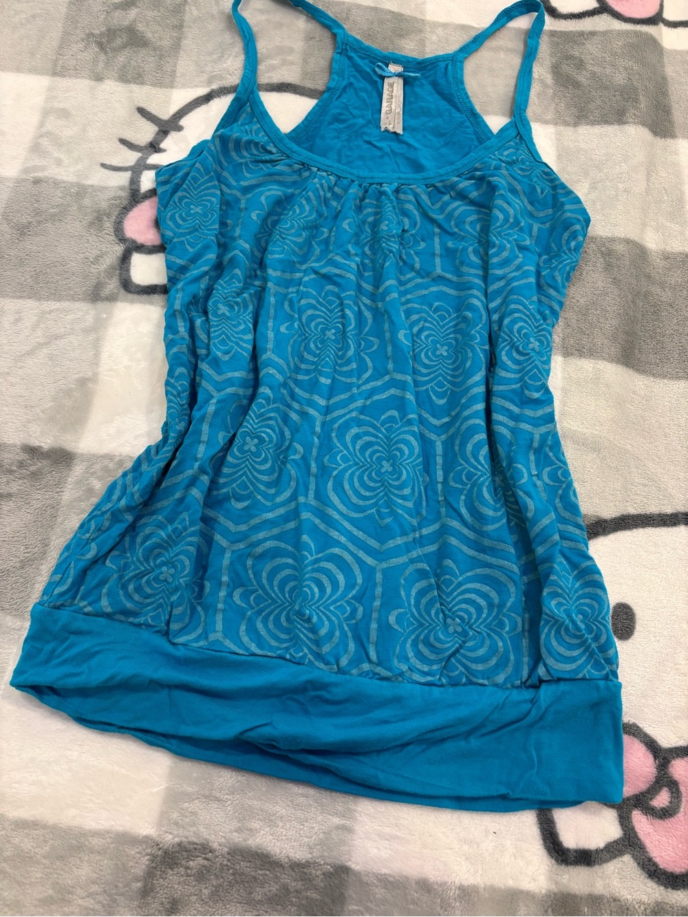 Garage Blue Patterned Racerback Tank Top - Picture 2 of 7